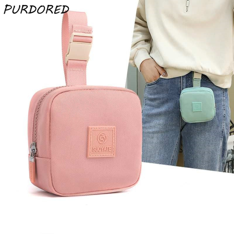 PURDORED 1 Pc 10 Colors Square Mini Coin Purse Women Business Card Case Credit Cards Wallet Coin Purse Zipper Card Purse Bag - Charlie Dolly