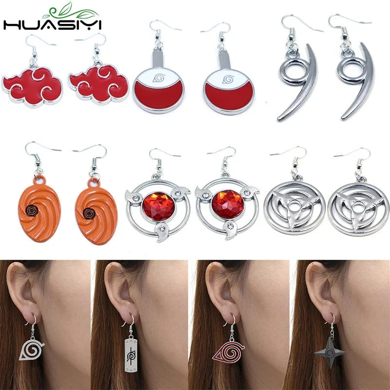 Anime Props Jewelry Konoha Earrings for Women Akatsuki Red Cloud Ear Hoops Ninja Darts Dangle Earring Fans Creative Gift - Charlie Dolly