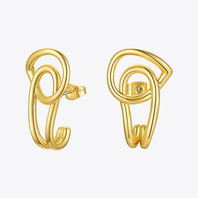 ENFASHION Interlaced Stud Earrings For Women Gold Color Geometric Piercing Earings Fashion Jewelry Friends Gifts Brincos E201186 - Charlie Dolly
