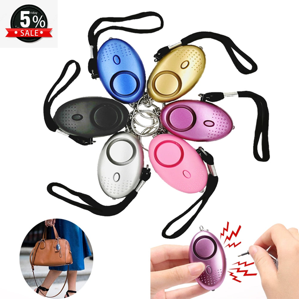 Portable Self Defense 130dB Anti Aggression Personal Security Alarm Keychain LED Lights Emergency Safety For Women