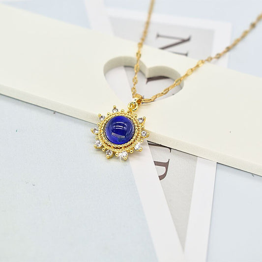 G&amp;D Feeling Mood Sensitive Color Changing Sun Flower Pendant Necklace Gold Color Stainless Steel Necklaces Gift Jewelry