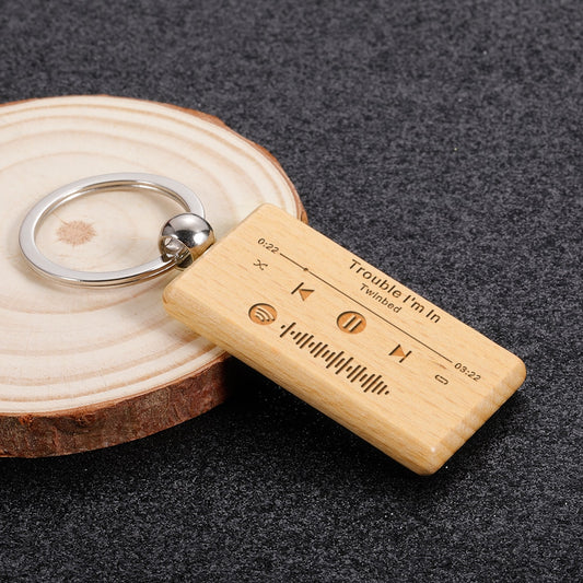 Customized Wooden Spotify Music Keychain Personalized Music Gift Spotify Scan Code Keychain for Women Men Keyring Customizable - Charlie Dolly
