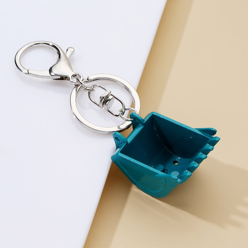 Creative alloy bulldozer keychain three-dimensional excavator tools car key pendant accessories metal key ring pendant - Charlie Dolly