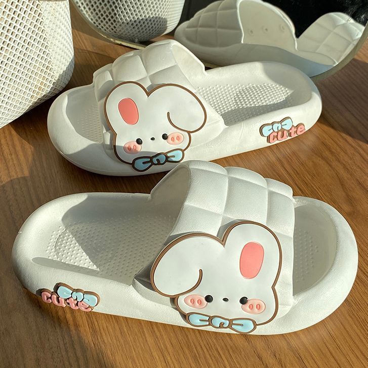 Cute Rabbit Slippers Women Indoor Home Bathroom Anti-slip Slides Shoes Soft Sole Beach Summer Sandals Women Slippers - Charlie Dolly