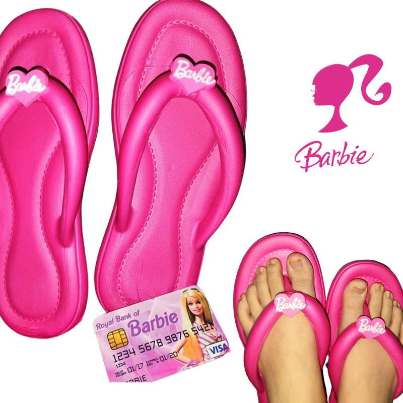 Y2K Girls Barbie Slippers Fashion Ladies Homemade Love Letter Eva Flip-Flops Female Sandals Shoes Women All Match Slippers Gifts