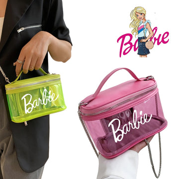 Fashion Ladies Barbie Letter Transparent Jelly Bag Anime Princess Girls Summer Niche Suitcase Shoulder Messenger Cosmetic Bags - Charlie Dolly