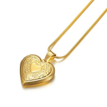 Choker Photo Frame Necklaces Stainless Steel Chain Picture Women Necklaces Heart Locket Pendant Family Image Annivers Gift