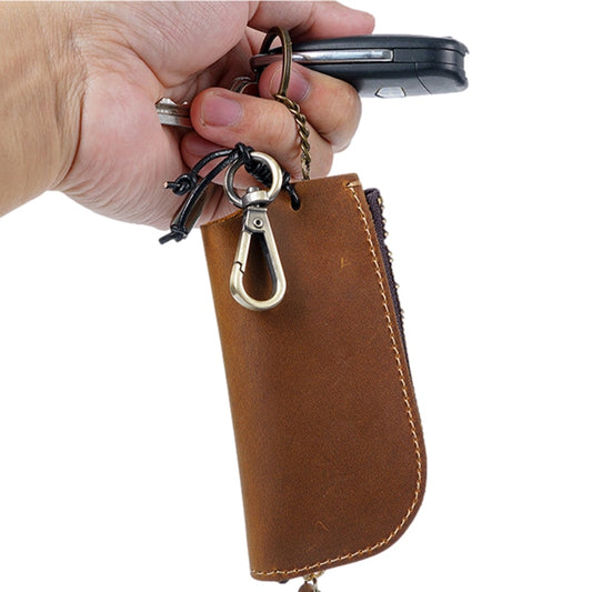 Genuine Leather Housekeeper Keychain Car Key Holder Men Zipper Key Ring Pouch Case Cover Keys Bag Key Organizer Wallet Purse - Charlie Dolly