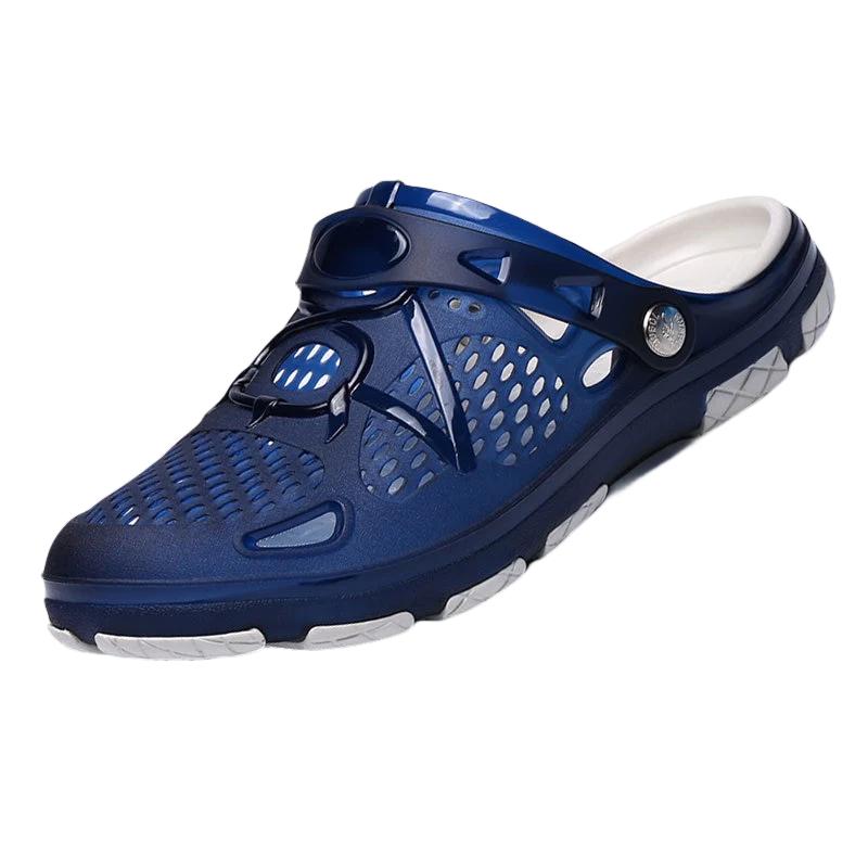 Summer Men Hollow Casual Breathable Slippers Outdoor Sports Beach Shoes Garden Light Weight EVA Double Color Jelly Flip Sandals - Charlie Dolly