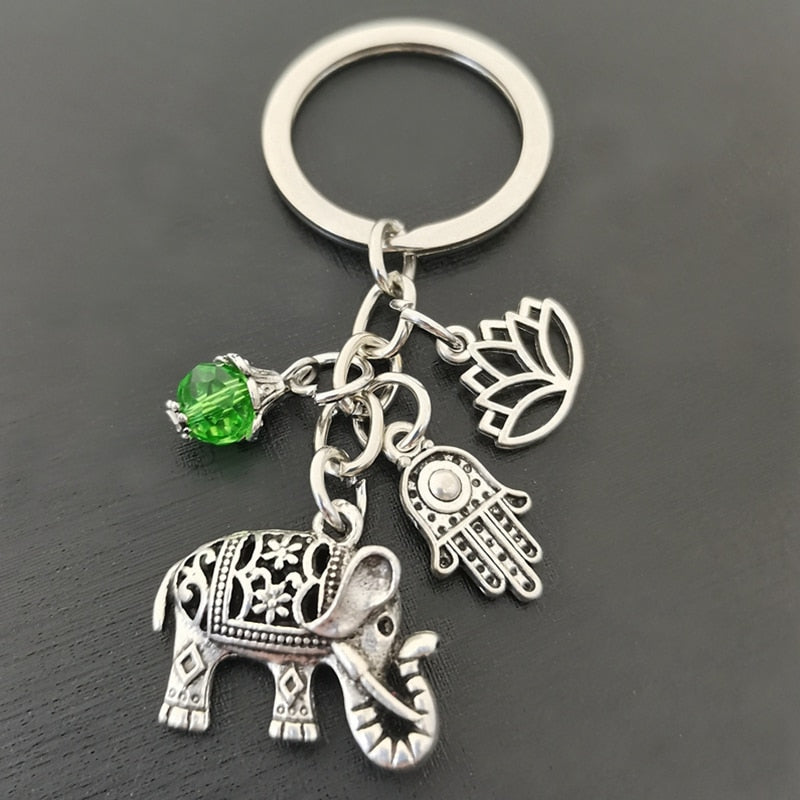 1pc I Love Yoga Thailand Bohemia Elephant Lotus Pendants Keychain Om Ohm Aum Jewelry Keyring Gift For Women Souvenirs - Charlie Dolly