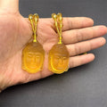 High Quality Unique Natural Yellow Quartz Carved Buddha Lucky Amulet Pendant Necklace Frosted Buddha head Amitabha Pendant - Charlie Dolly