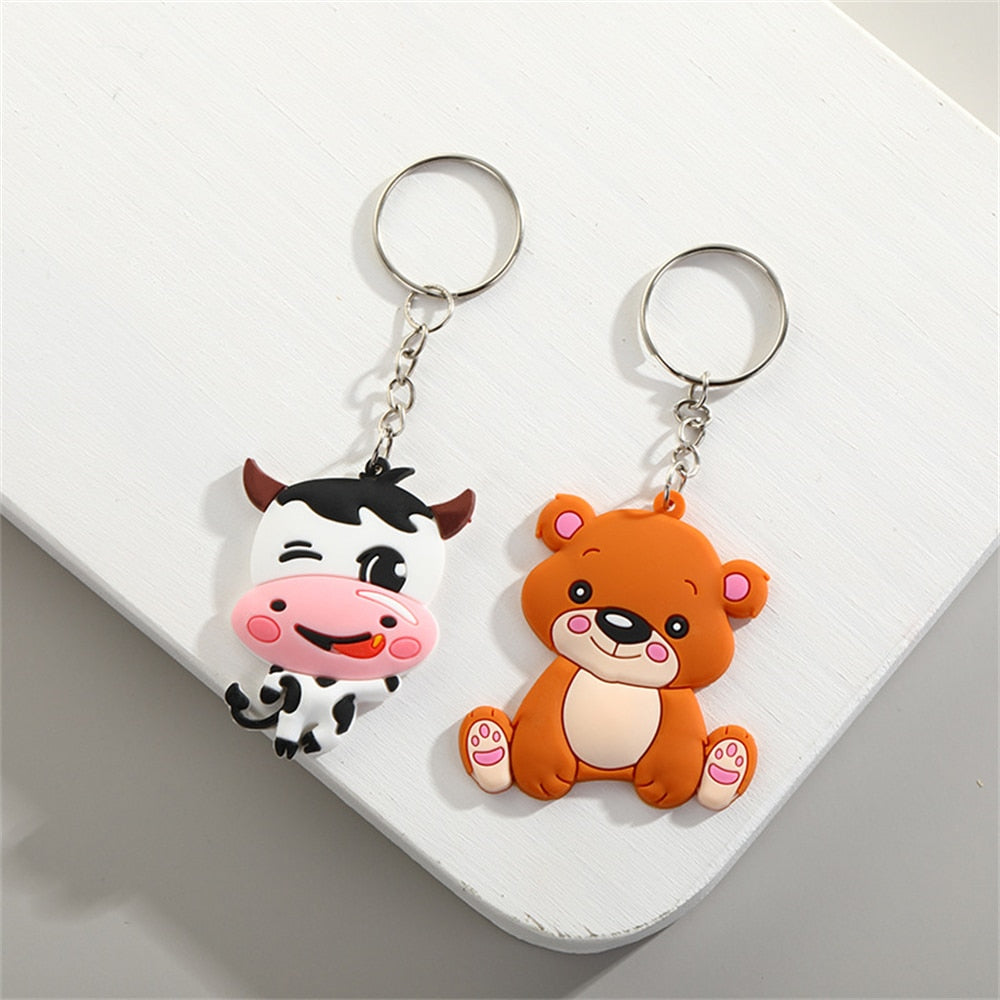 Cute Elephants Pandas Cows Cartoon Resin Keychain Pendant Fashion Couples Car Keyring Charms Women Bag Ornaments Accessories - Charlie Dolly