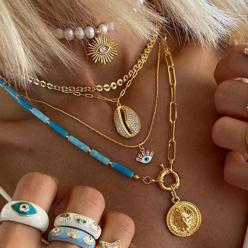 Collar Trendy Quartz Necklace Pendant Natural Stone Pink Crystal Pendant Necklace Bohemian  Sparkling METAL SHELL jewelry - Charlie Dolly