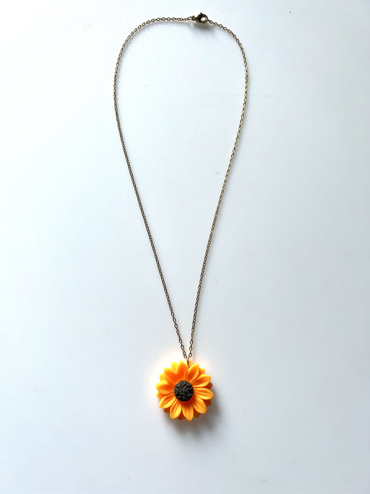Resin Pendant  Sunflower Necklace for Women Stainless Steel Gold Color Long Chain Jewelry Accessories - Charlie Dolly