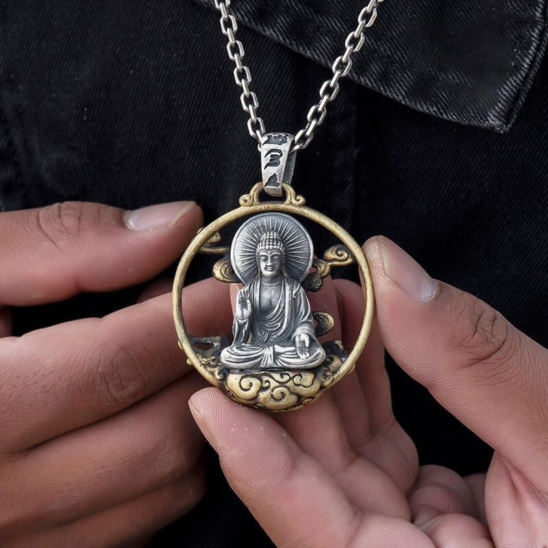 Vintage Buddha Pendant Necklace for Men and Women Religious Jewelry Amulet Gift Manjusri Bodhisattva Guanyin Pendant - Charlie Dolly