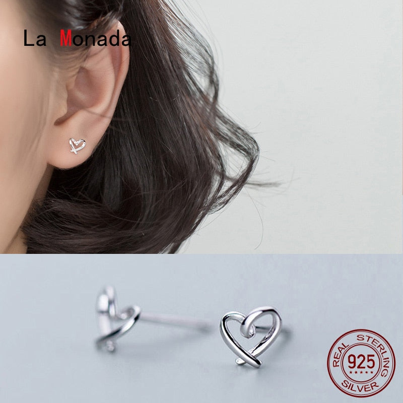 La Monada Small 925 Sterling Silver Stud Earrings For Women Piercing Ear Women Silver Earring 925 Heart Earrings Silver 925 - Charlie Dolly