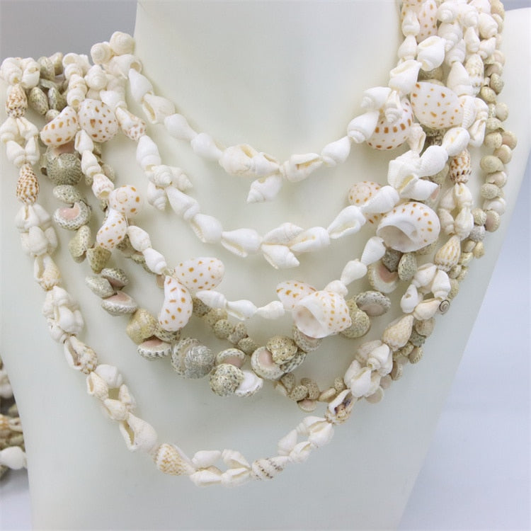 Trendy Fashion  Jewelry Natural Sea Snail Shape Shell Beads Making Long Necklace Sweater Design For Women Party Gift Accessories - Charlie Dolly