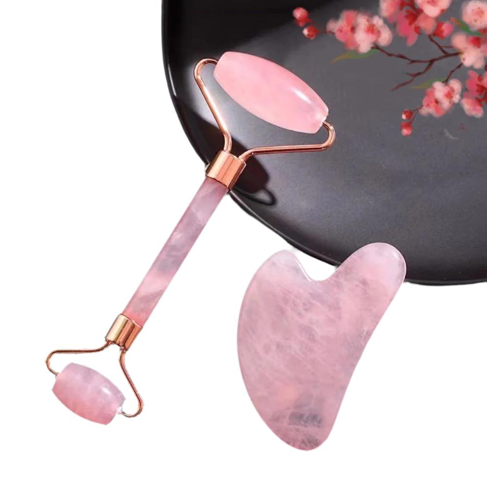 Pink Beeswax Gua Sha Tools Massager For Face Facial Skin Care Roller Guoache Scraper Set Beauty Health Tools