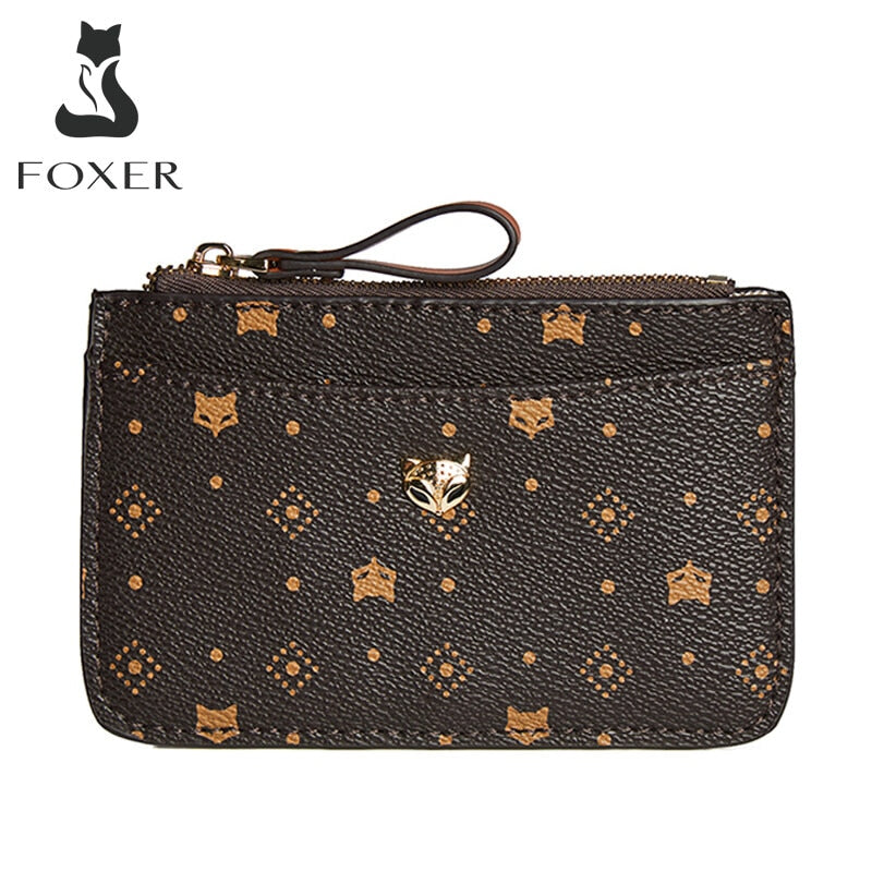 FOXER PVC Leather Card Holder Women Zipper Coin Packet Lady Key Bag Small Bus ID Card Wallet Light Thin Clutch Bag Fashion Purse - Charlie Dolly