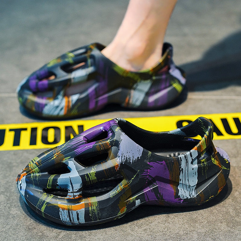 Unisex Beach Sandals EVA Women Men Hollow Garden Shoes Tie-dyed Designer Hole Slippers Sneakers Water Shoes Slip on Foam Runner - Charlie Dolly