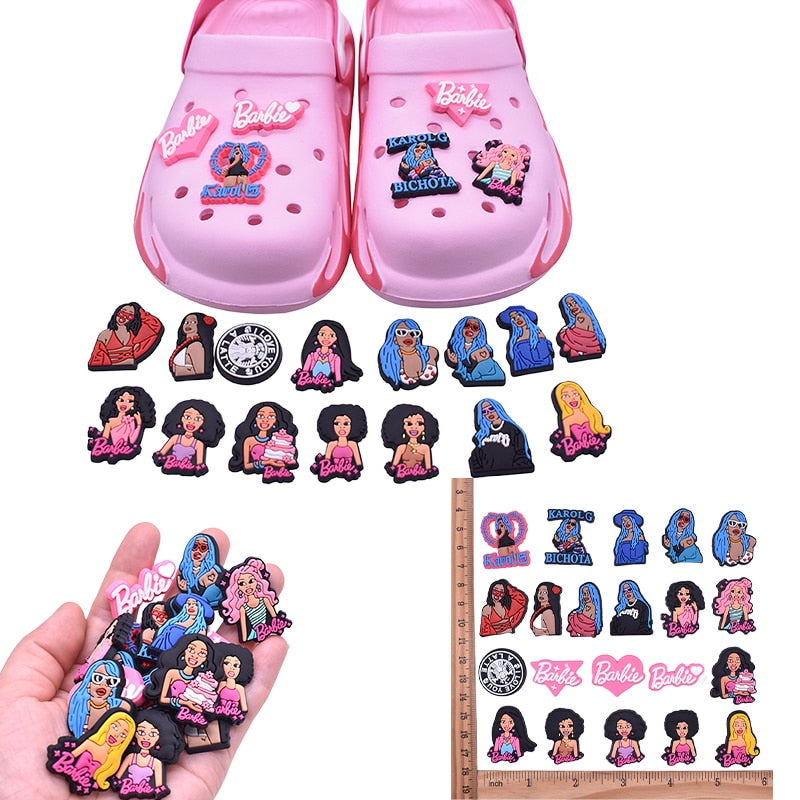 10Pcs/20Pcs Barbie Diy Shoes Flower Anime Kawaii Y2K Girls Hole Shoe Buckle Accessories Princess Shoes Patch Decoration Gifts