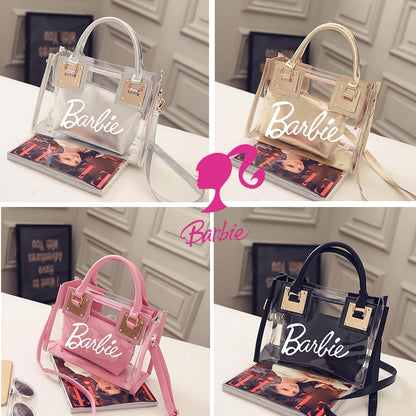 Barbie Letter Women Bag Fashion Woemn Beach Shoulder Handbag Portable Girls Messenger Transparent Jelly Ladies Bags Pouch Gifts