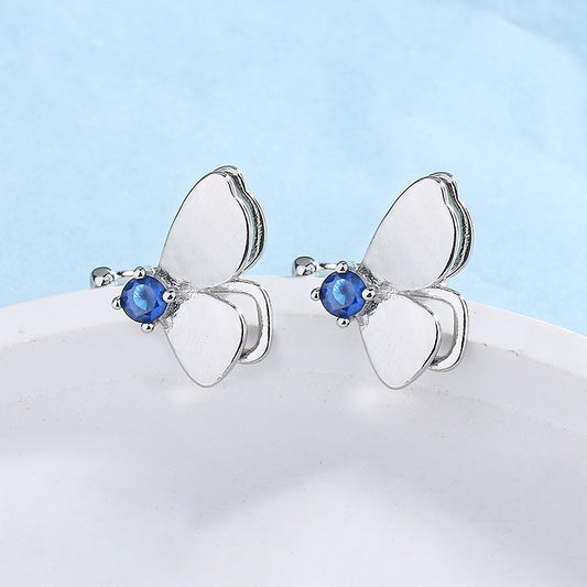 1 Pcs Double Butterfly Zircon Ear Cuffs Clip For Women Girl Cute Vintage Fake Piercing Earrings Silver Color Jewelry Gifts