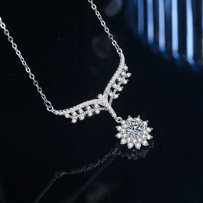 s925 Silver Sunflower Necklace Women Fashion Diamond Shining Boutique Jewelry High Quality Pendant Necklace Mother Gift - Charlie Dolly