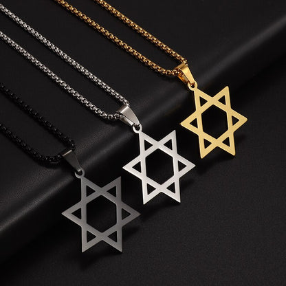 Exquisite Stainless Steel Hexagram Pendant Necklace for Men and Women Simple Daily Party Wearing Jewelry Necklace