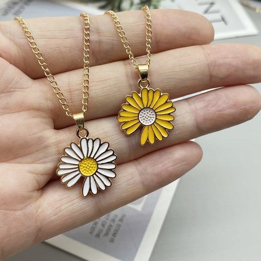 Fashion Sunflower Daisy Fashion Pendant GD Women Girl White Yellow Sunflower Notch Choker Necklace - Charlie Dolly