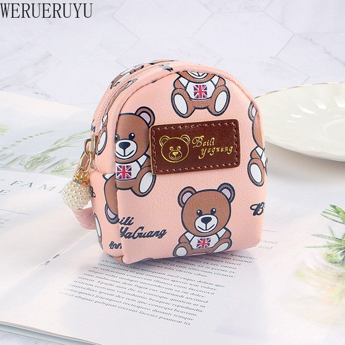 Kawaii Cartoon Bear Coin Purses Wallet for Women Korean Fashion Zipper PU Leather Coin Pouch Cute Small Bag Girl Mini Backpack - Charlie Dolly