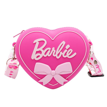 Barbie Kawaii Girls Coin Purse Anime Cartoon Fashion Love Pink Silicone Shoulder Messenger Bag Children Students Pouch Gifts Toy
