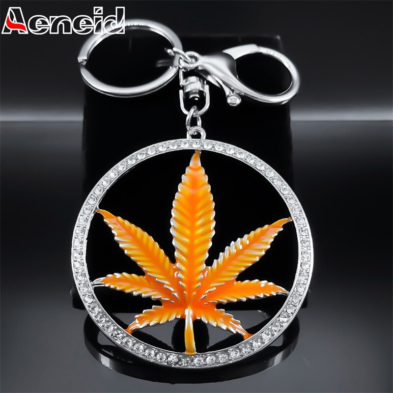 Fashion Crystal Keychain Maple Leaves Pendants Key Ring Alloy Multiple Colors Key Holder Bag Accessories Jewelry Souvenir Gifts - Charlie Dolly