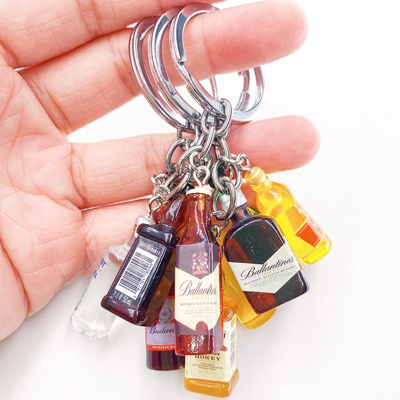 Wine Bottle Keychain Resin Simulation Mini Beer Cocktail Men Women Boyfriend Key Chain Alcohol Lovers Father's Day Gift - Charlie Dolly